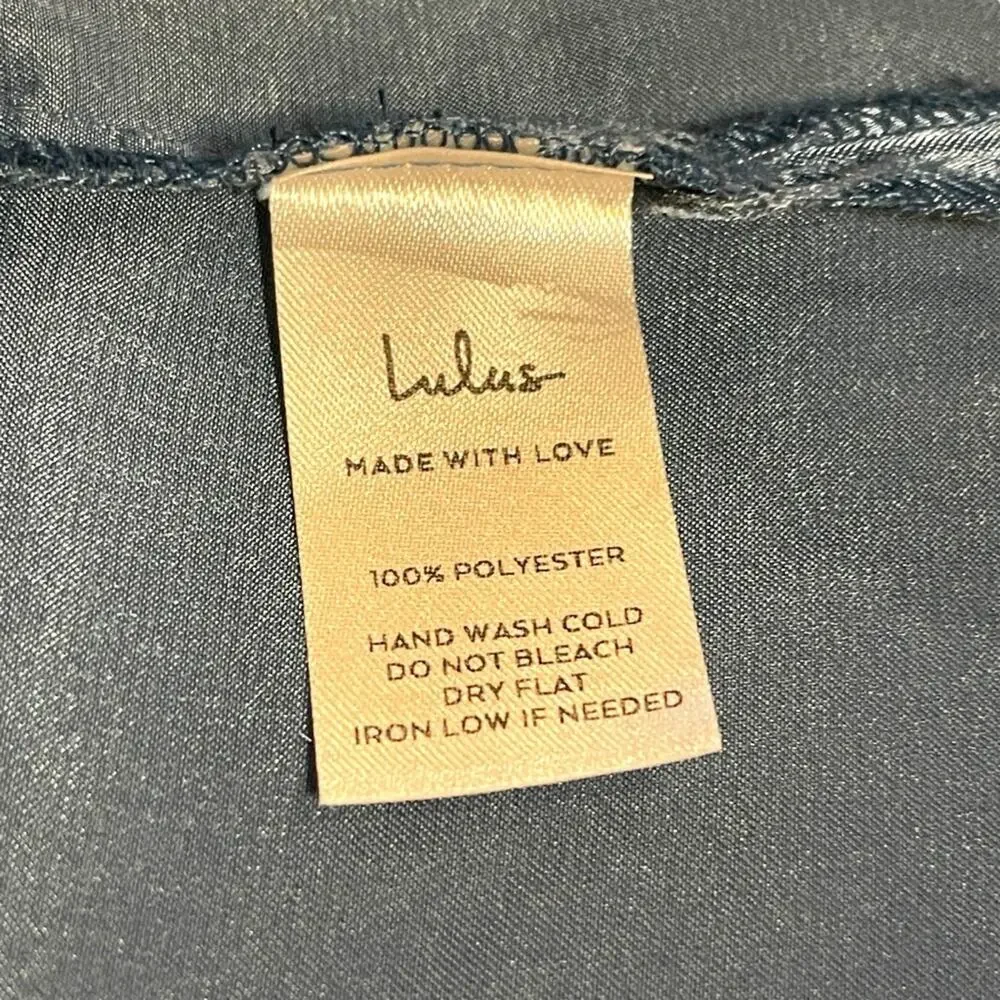 Lulus Fall in Love Blue Satin Midi Wrap Dress XS